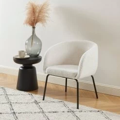 Fauteuil BELEM En Tissu Bouclette Blanc -Meilleur Meubles Magasin 0062e60677014b8180f23f54d727f8bf