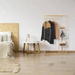 Penderie En Bambou Avec étagères -Meilleur Meubles Magasin 053566a90bd94f3d82123e39339235c7