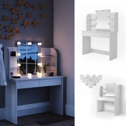 Coiffeuse Charlotte Blanc/sonoma & LED -Meilleur Meubles Magasin 0884a948accd421694e54fcfb584b5de