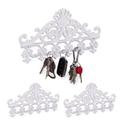 3x Portemanteaux Muraux En Fonte Blanc