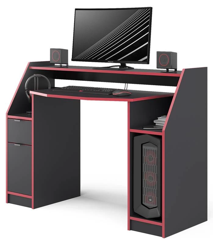 Bureau Ordinateur Joel 123cm Noir/rouge 6 Bureau Ordinateur Joel 123cm Noir/rouge – Image 4