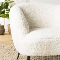 Fauteuil Cosy Tissu Bouclette Blanc -Meilleur Meubles Magasin 203155e5129b4ef68cd49a1d7b776558