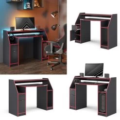 Bureau Ordinateur Joel 123cm Noir/rouge 11 Bureau Ordinateur Joel 123cm Noir/rouge -Meilleur Meubles Magasin 2cc0be7294f74a6c89b2f948ba365b94