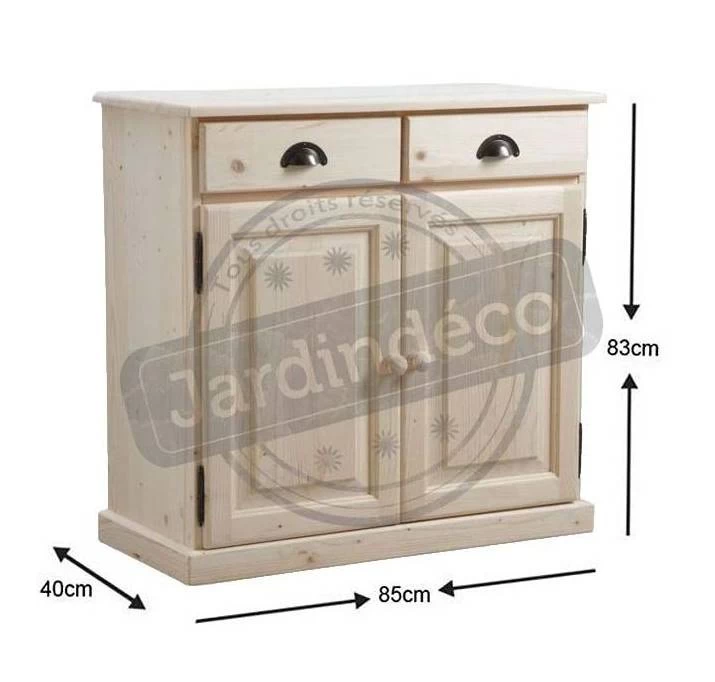 Buffet En Bois Brut 2 Portes 2 Tiroirs 5 Buffet En Bois Brut 2 Portes 2 Tiroirs – Image 3