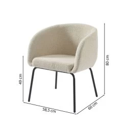 Fauteuil BELEM En Tissu Bouclette Blanc -Meilleur Meubles Magasin 3247086c057f4f9aab44ee0c5b193493