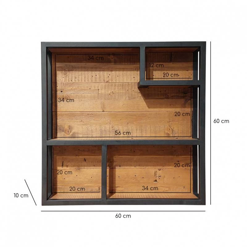 Etagère Murale Pin Recyclé Métal 60x60cm 7 Etagère Murale Pin Recyclé Métal 60x60cm – Image 5