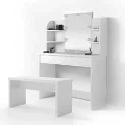 Coiffeuse Charlotte Noir, Banc & LED -Meilleur Meubles Magasin 3e9ac572ccf34ac8907a67f5932773b5