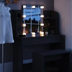 Coiffeuse Charlotte Noir, Banc & LED -Meilleur Meubles Magasin 3fb7325116514136a8884f75face5915