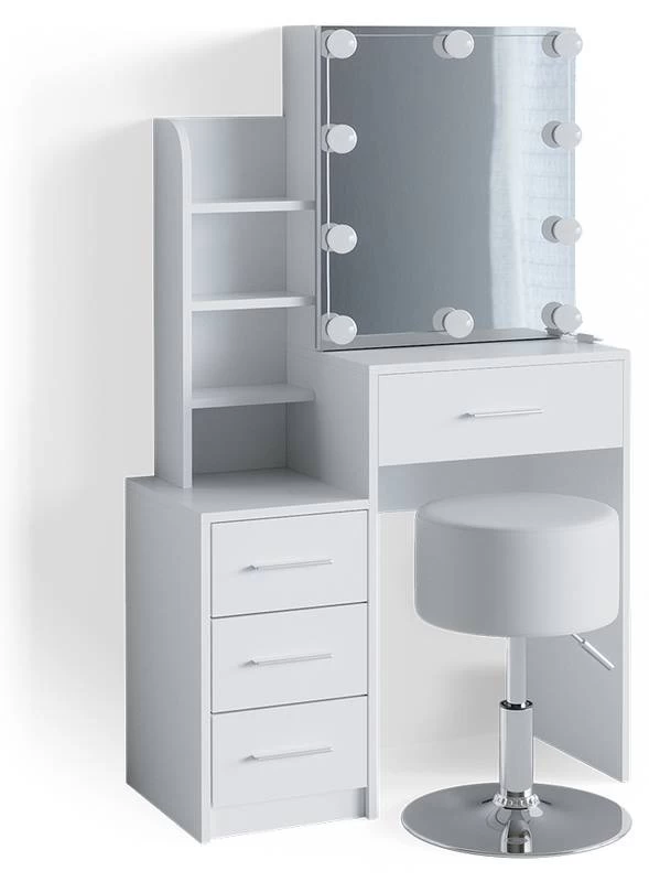 Coiffeuse Conrada Blanc & LED 3 Coiffeuse Conrada Blanc & LED