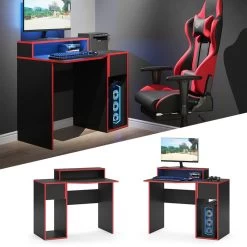 Bureau Ordinateur Kron Noir/rouge Set 7 -Meilleur Meubles Magasin 50ea6d1c497e4b0d9a68ba76ef7f6d12