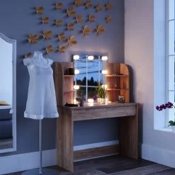 Coiffeuse Charlotte Blanc/sonoma & LED -Meilleur Meubles Magasin 5137abb0a48448799922a201661f56aa