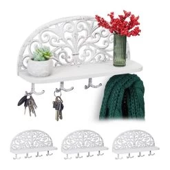 Porte-manteaux Mural Blanc En Lot De 4