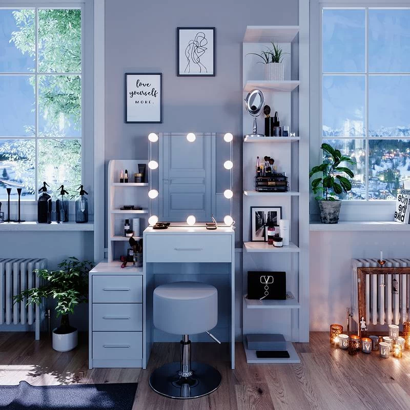 Coiffeuse Conrada Blanc & LED 4 Coiffeuse Conrada Blanc & LED – Image 2