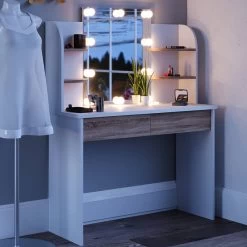 Coiffeuse Charlotte Blanc/sonoma & LED -Meilleur Meubles Magasin 93e383d9a5a54ac086a77293199194cd