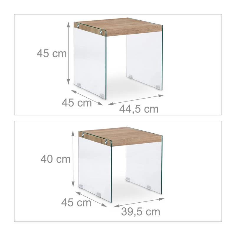 Set De 2 Table Gigogne Bois Pieds Verre 9 Set De 2 Table Gigogne Bois Pieds Verre – Image 7