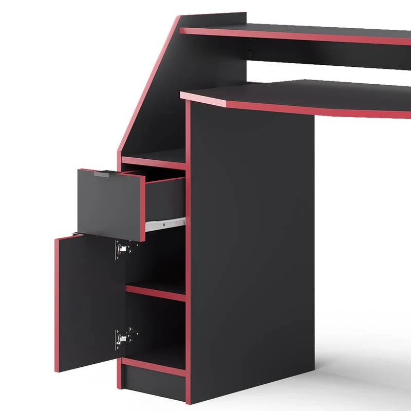 Bureau Ordinateur Joel 123cm Noir/rouge 8 Bureau Ordinateur Joel 123cm Noir/rouge – Image 6
