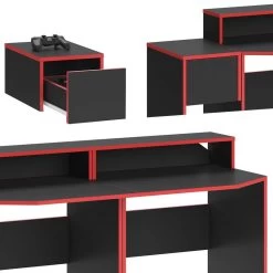 Bureau Ordinateur Kron Noir/rouge Set 8 -Meilleur Meubles Magasin 9b6063563a19457aadeae681ecd59a1f