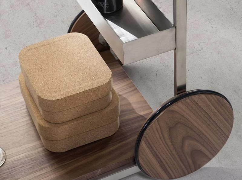 Chariot De Minibar En Acier Poli Et Bois 8 Chariot De Minibar En Acier Poli Et Bois – Image 6