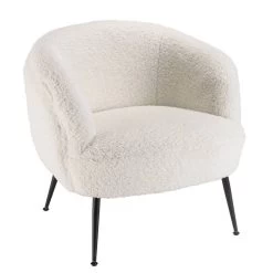 Fauteuil Cosy Tissu Bouclette Blanc