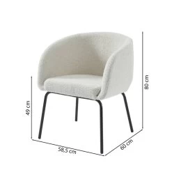 Fauteuil BELEM En Tissu Bouclette Blanc -Meilleur Meubles Magasin bd0f5eb00d824479b00b39e63478bfb9