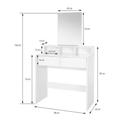 Coiffeuse + Miroir 80x40x140cm Blanc -Meilleur Meubles Magasin bd96b955085046b8bb0a505a82395e01