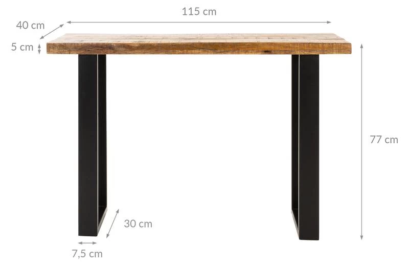 Table Console 115x40x77cm Noir/naturel 7 Table Console 115x40x77cm Noir/naturel – Image 5