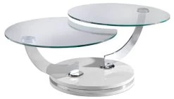 Table Basse Pivotante En Blanc Et Verre