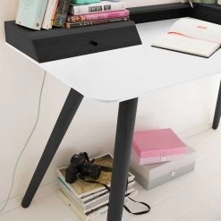 Bureau Stave II -Meilleur Meubles Magasin schreibtisch stave ii eiche teilmassiv weiss eiche schwarz 5150276